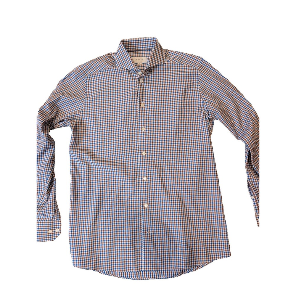 Eton Button Up Shirt Mens Medium Plaid Contemporary Checkered